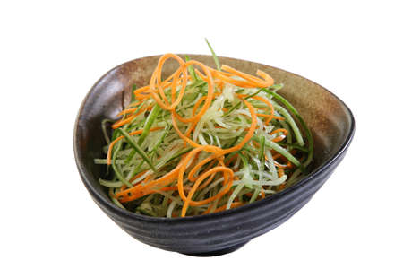 julien sliced salad raw vegetables isolatedの写真素材