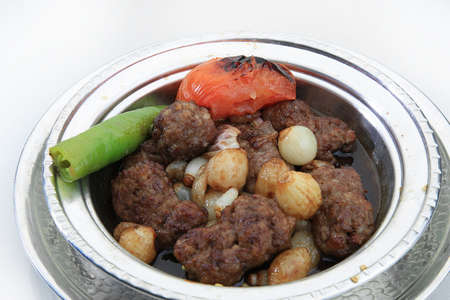 meatball onion turkish dish white backgroundの写真素材