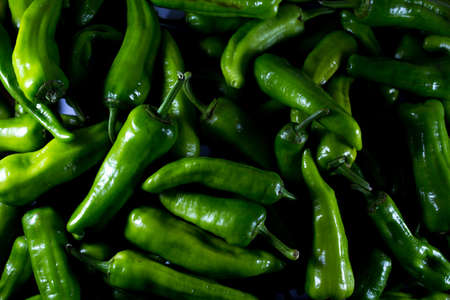 green raw pepper top viewの写真素材