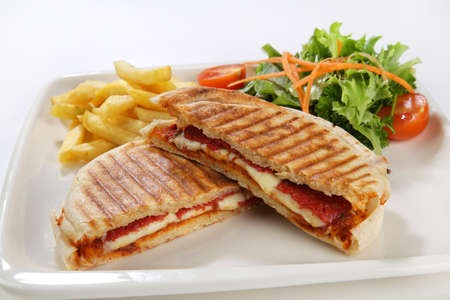 flat bread baked on a griddle toast turkish style street food cuisine with side dishesの写真素材