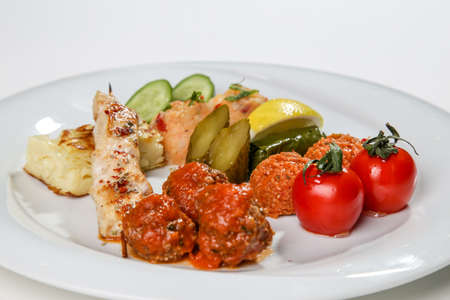 side dish appetizer plate for wedding celebrations isolated whiteの写真素材
