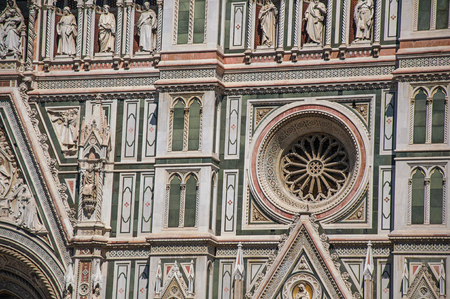 View of detail carved in marble from the facade of the Cathedral Santa Maria del Fiore. In the city of Florence, the famous and wonderful capital of the Italian Renaissance.Tuscany regionのeditorial素材