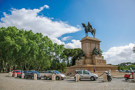 Rome, Italy - May 24, 2013. View of monument in honor of Garibaldi (Italian hero) in the Gianicolo Park at Rome, the incredible city of the Ancient Era, known as "The Eternal City". Lazio regionのeditorial素材