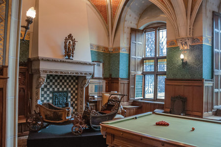 Luxurious living room in De Haar Castle, near Utrecht. Of medieval origin, it underwent reforms...