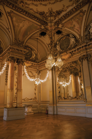 Paris, France - July 11, 2017. Luxurious lounge decoration at the Quai d'Orsay Museum in Paris. Known as the "City of Light", it is one of the most impressive cultural centers in the world. Northern France.のeditorial素材