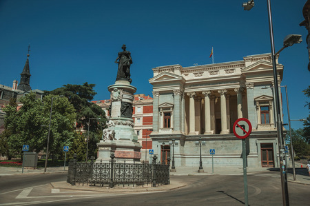 Monument on street in front the west facade of CasÃ³n del Buen Retiro, an annex of the Prado Museum complex in Madrid. Capital of Spain this charming metropolis has vibrant and intense cultural life.のeditorial素材