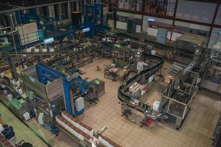 Bento Goncalves, Brazil - July 10, 2019. Production line and equipment for wine production at Salton Winery factory, near Bento Goncalves. A friendly country town famous for its high quality wine.のeditorial素材