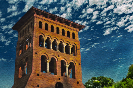 Gothic tower from the Church of San Tirso, in Sahagun. An old village on the Way of St. James, on...