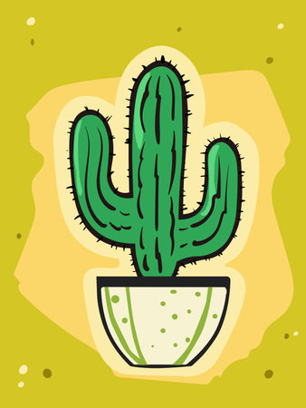Mexican cactus print, cute cactus, vectorsのイラスト素材