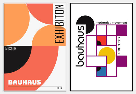 Contains Abstract Art Set in bauhaus style, Decorative Modern Art,のイラスト素材