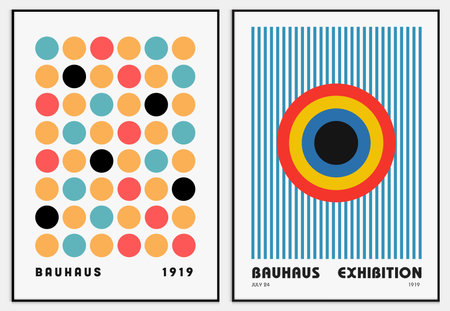 Contains Abstract Art Set in bauhaus style, Decorative Modern Art,のイラスト素材