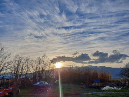 blue sky with cloudsの写真素材