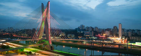 Most famous bridge in the city of Sao Paulo, Brazilの写真素材