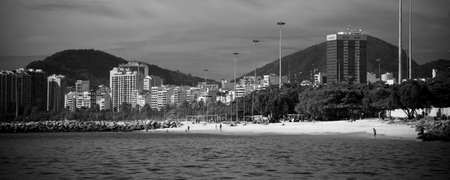 Landscape of Rio de Janeiro as seen from a boat on Baia de Guanabaraの写真素材