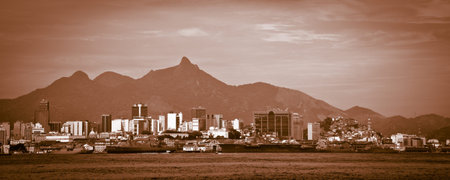 Landscape of Rio de Janeiro as seen from a boat on Baia de Guanabara