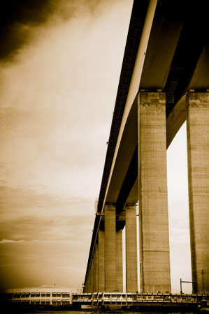 Detail of the Rio-Niteroi bridge from a boat on the Guanabara bay in Rio de Janeiroの写真素材