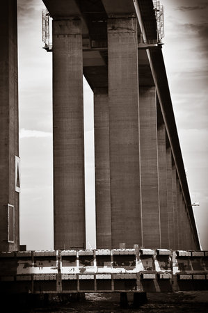 Detail of the Rio-Niteroi bridge from a boat on the Guanabara bay in Rio de Janeiro