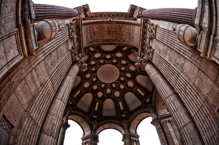 From inside the palace of fine arts using a wide angle lens, in San Francisco, CA, USAのeditorial素材