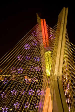 Picture of an awesome bridge built over the Pinheiros River in the city of Sao Paulo, Brazilの写真素材