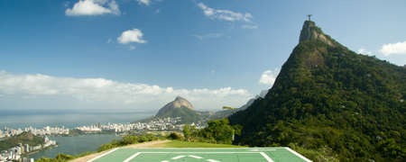 Distant view of Christ The Redeemer on top of the Corcovado Mountain, Rio De Janeiro, Brazilのeditorial素材