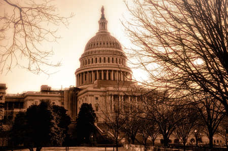 The United States Capitol in sepia tone.の写真素材