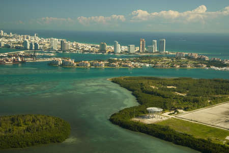 Aerial view of Fisher Island in Miami, U.S.A.の写真素材
