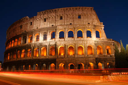 Ruins of an amphitheater, Coliseum, Rome, Lazio, Italyの写真素材