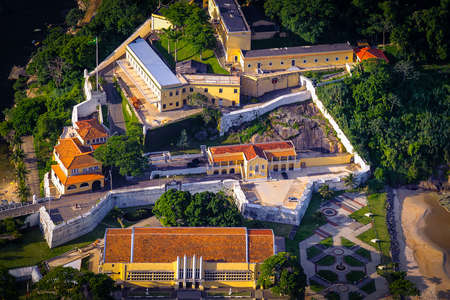 Aerial view of the Fort of St. John, Guanabara Bay, Rio De Janeiro, Brazilの写真素材