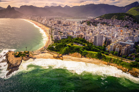 Aerial view of buildings on the beach front, Ipanema Beach, Rio De Janeiro, Brazil