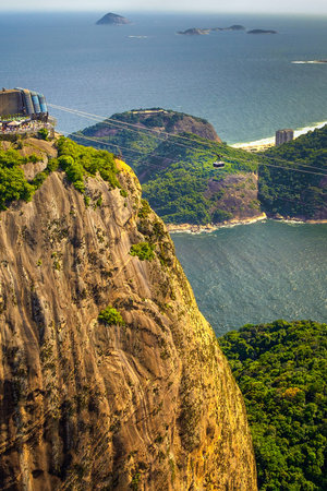 Islands in the ocean, Morro Do Leme, Corcovado, Rio De Janeiro, Brazilの写真素材
