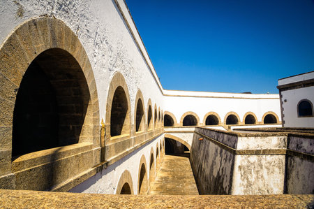 Courtyard of a fortress, Santa Cruz Fortress, Guanabara Bay, Niteroi, Rio de Janeiro, Brazilのeditorial素材