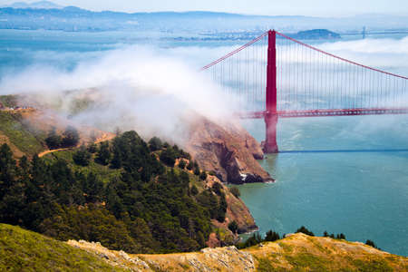 Bridge over the Pacific ocean, Golden Gate Bridge, San Francisco Bay, San Francisco, California, USAの写真素材