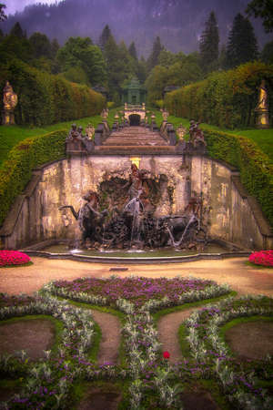 Fountain in the ground of a castle, Altstadt-Lehel, Munich, Bavaria, Germanyのeditorial素材
