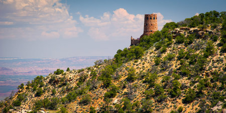 Tower on a hill in Grand Canyon, Grand Canyon National Park, Arizona, USAの写真素材