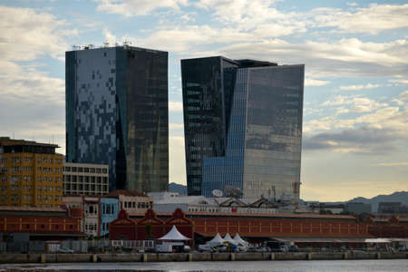 Modern building built in the port area of Rio de Janeiro near Plaza Mauのeditorial素材
