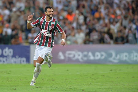 Rio, Brazil - jun 03, 2017: Henrique Dourado player in match between Fluminense and Vitoria by the Brazilian championship in Maracana Stadiumのeditorial素材