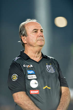 Rio, Brazil - jun 28, 2017: Levir Culpi coach in match between Flamengo and  Santos by the Brasil Cup in Ilha do Urubu Stadiumのeditorial素材