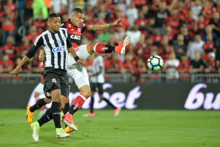 Rio, Brazil - jun 28, 2017: Paolo Guerrero player in match between Flamengo and  Santos by the Brasil Cup in Ilha do Urubu Stadiumのeditorial素材
