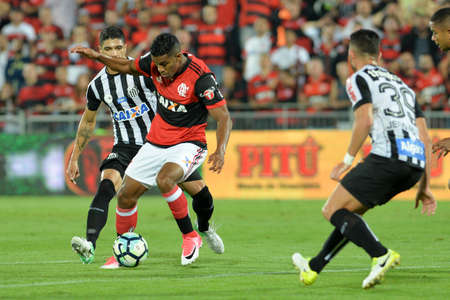 Rio, Brazil - jun 28, 2017: Berrio player in match between Flamengo and  Santos by the Brasil Cup in Ilha do Urubu Stadiumのeditorial素材