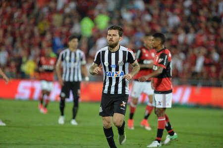 Rio, Brazil - jun 28, 2017: Lucas Lima player in match between Flamengo and  Santos by the Brasil Cup in Ilha do Urubu Stadiumのeditorial素材