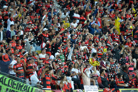 Rio, Brazil - august 23, 2017: fan player in match between Flamengo and  Botafogo by the Brazil Cup in Maracana Stadiumのeditorial素材