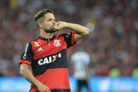Rio, Brazil - august 23, 2017: Diego player in match between Flamengo and  Botafogo by the Brazil Cup in Maracana Stadiumのeditorial素材