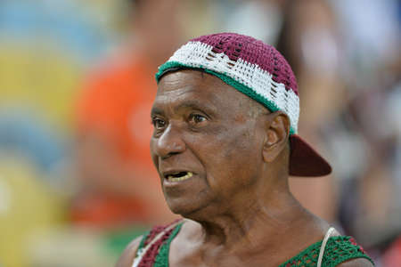 Rio, Brazil - september 14, 2017: fan in match between Fluminense and  LDU by the Sulamericana Cup 2017 in Maracana Stadiumのeditorial素材