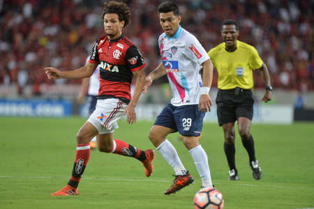 Rio, Brazil - november 23, 2017: Teofilo Gutierrez player in match between Flamengo and Junior de Barranquilla by the Brazilian championship in Maracana Stadiumのeditorial素材