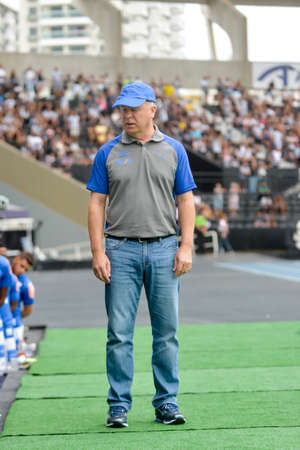 Rio, Brazil - december 03, 2017: Mano Menezes coach in match between Botafogo and  Cruzeiro by the Brazilian championship in Nilton Santos Stadiumのeditorial素材