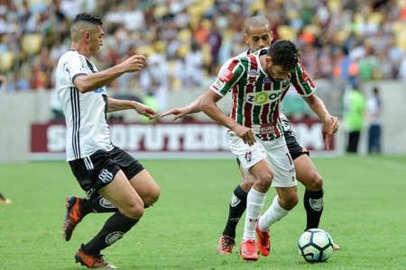 Rio, Brazil - november 20, 2017: Gustavo Scarpa player in match between Fluminense and  Ponte Preta by the Brazilian championship in Maracana Stadiumのeditorial素材