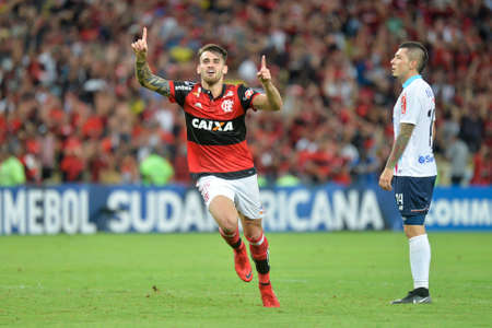Rio, Brazil - november 23, 2017: Felipe Vizeu player in match between Flamengo and Junior de Barranquilla by the Brazilian championship in Maracana Stadiumのeditorial素材