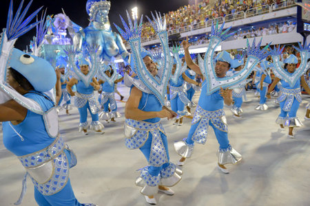 Rio de Janeiro, RJ/Brazil - February 09, 2018: Samba School parade in Sambodromo. Unidos de Bangu...