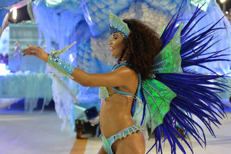 Rio de Janeiro, RJ/Brazil - February 09, 2018: Samba School parade in Sambodromo. Unidos de Bangu...