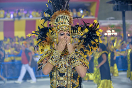 Rio de Janeiro, RJ/Brazil - February 09, 2018: Samba School parade in Sambodromo. Unidos de Bangu...